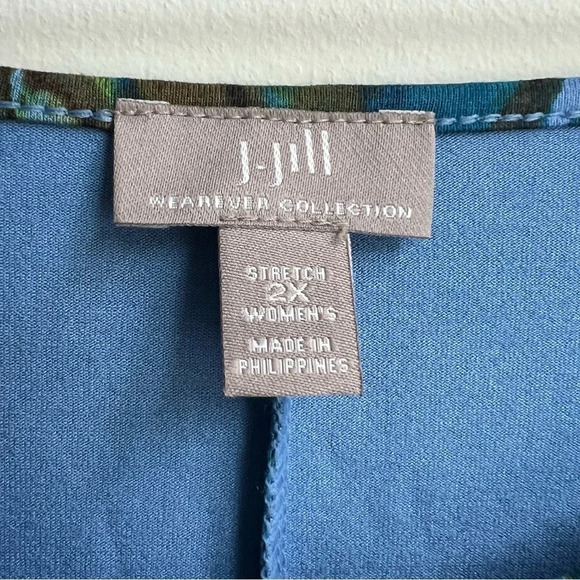 J. Jill Wearever Dress Long Sleeve Stretch Ruched Draped Feather Size 2X - Picture 8 of 13